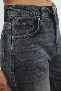 TRENDYOLMİLLA Anthracite High Waist Wide Leg Wide Leg 100% Cotton Non-Stretch jeans - Image 4