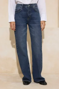 TRENDYOLMİLLA Dark Blue High Waist Wide Leg Wide Leg Wide Leg 100% Cotton Non-Stretch jeans - Image 3