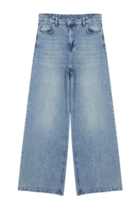 TRENDYOLMİLLA Mavi Regular Waist Ekstra Wide Leg Palazzo Pants Wide Leg 100% Cotton Non-Stretch jeans - Image 6