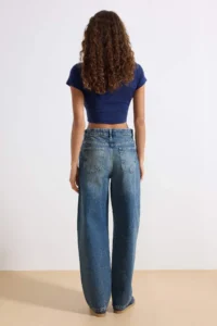 TRENDYOLMİLLA Mavi High Waist Baggy 100% Cotton Non-Stretch jeans - Image 4