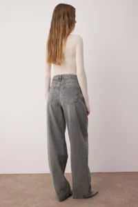 TRENDYOLMİLLA Gray High Waist Baggy 100% Cotton Non-Stretch jeans - Image 4