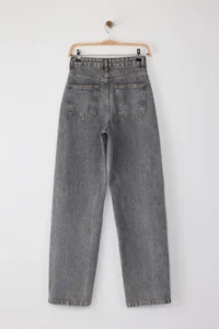TRENDYOLMİLLA Gray High Waist Baggy 100% Cotton Non-Stretch jeans - Image 6