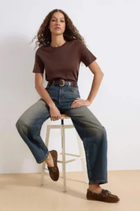 TRENDYOLMİLLA More Sustainable Dark Blue Regular Waist Loose Baggy 100% Cotton Non-Stretch jeans - Image 2
