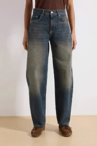 TRENDYOLMİLLA More Sustainable Dark Blue Regular Waist Loose Baggy 100% Cotton Non-Stretch jeans - Image 3