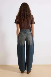 TRENDYOLMİLLA More Sustainable Dark Blue Regular Waist Loose Baggy 100% Cotton Non-Stretch jeans - Image 4