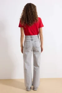 TRENDYOLMİLLA Gray High Waist Wide Leg Wide Leg 100% Cotton Non-Stretch jeans - Image 4