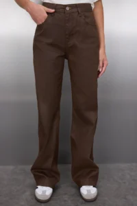 TRENDYOLMİLLA Brown Coated High Waist Wide Leg jeans - Image 3