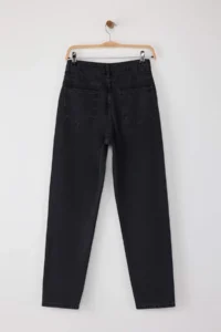 TRENDYOLMİLLA Black Stone High Waist Mom 100% Cotton Non-Stretch jeans - Image 7