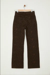 TRENDYOLMİLLA Multicolored Leopard Patterned Brown High Waist Wide Leg Wide Leg 100% Cotton jeans - Image 7