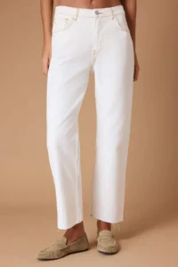 TRENDYOLMİLLA Ecru Cut-out High Waist Straight 100% Cotton Non-Stretch jeans - Image 3