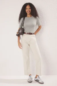 TRENDYOLMİLLA Ecru Cut-out High Waist Straight 100% Cotton Non-Stretch jeans - Image 5