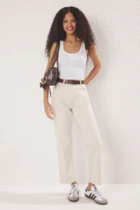 TRENDYOLMİLLA Ecru Cut-out High Waist Straight 100% Cotton Non-Stretch jeans - Image 6