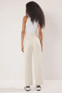 TRENDYOLMİLLA Ecru Cut-out High Waist Straight 100% Cotton Non-Stretch jeans - Image 9