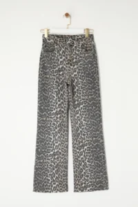 TRENDYOLMİLLA Multicolored Leopard Patterned Brown High Waist Middle Flexible Wide Leg jeans - Image 10