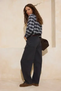 TRENDYOLMİLLA Black More Sustainable Stitching Detailed Low Waist Loose Baggy 100% Cotton jeans - Image 2