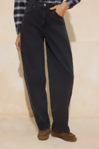 TRENDYOLMİLLA Black More Sustainable Stitching Detailed Low Waist Loose Baggy 100% Cotton jeans - Image 3