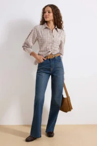 TRENDYOLMİLLA Mavi High Waist Straight 100% Cotton Non-Stretch jeans