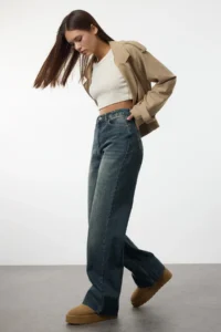 TRENDYOLMİLLA Mavi High Waist Straight 100% Cotton Non-Stretch jeans - Image 6