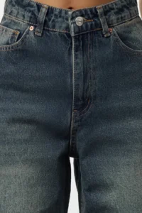 TRENDYOLMİLLA Mavi High Waist Straight 100% Cotton Non-Stretch jeans - Image 7