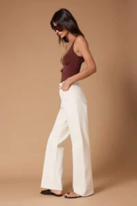 TRENDYOLMİLLA Ecru Cut-out High Waist Straight 100% Cotton Non-Stretch jeans - Image 2