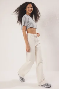 TRENDYOLMİLLA Ecru Cut-out High Waist Straight 100% Cotton Non-Stretch jeans - Image 6