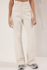 TRENDYOLMİLLA Ecru Cut-out High Waist Straight 100% Cotton Non-Stretch jeans - Image 7