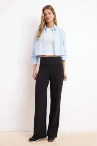 TRENDYOLMİLLA Black Thin Extra High Waist Wide Leg/Wide Cut Pants