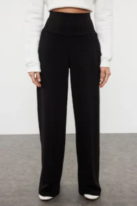 TRENDYOLMİLLA Black Thin Extra High Waist Wide Leg/Wide Cut Pants - Image 6