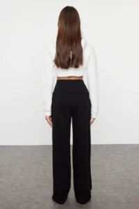 TRENDYOLMİLLA Black Thin Extra High Waist Wide Leg/Wide Cut Pants - Image 7