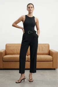 TRENDYOLMİLLA Black Arched Bilek Size Weaving Dress Pants