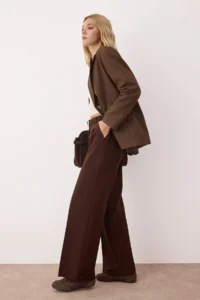 TRENDYOLMİLLA Brown Pilili Wide Leg/Wide Leg Pants - Image 2