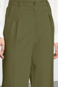 TRENDYOLMİLLA Light Khaki Pilili Wide Leg/Wide Leg Pants  Palazzo Pants - Image 4