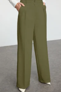 TRENDYOLMİLLA Light Khaki Pilili Wide Leg/Wide Leg Pants  Palazzo Pants - Image 6