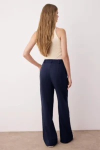 TRENDYOLMİLLA Dark Navy Pilili Wide Leg/Wide Leg Pants - Image 4