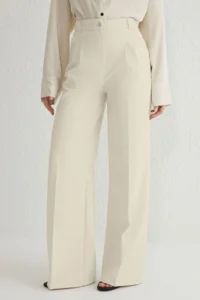 TRENDYOLMİLLA Ecru Pilili Wide Leg/Wide Leg Weaving Pants  Palazzo Pants - Image 6