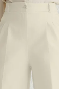 TRENDYOLMİLLA Ecru Pilili Wide Leg/Wide Leg Weaving Pants  Palazzo Pants - Image 7