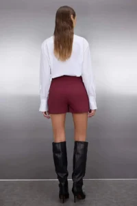 TRENDYOLMiLLA Teen Burgundy Bow Detailed slit Mini Weaving Shorts Skirt - Image 5
