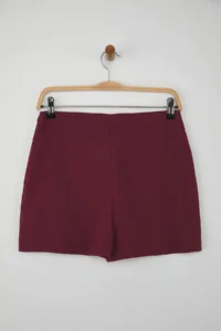 TRENDYOLMiLLA Teen Burgundy Bow Detailed slit Mini Weaving Shorts Skirt - Image 8