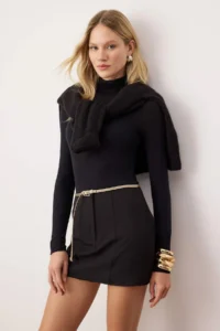 TRENDYOLMiLLA Black Arched Mini Weaving Skirt Look Shorts Shorts & Bermuda - Image 2