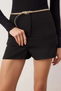 TRENDYOLMiLLA Black Arched Mini Weaving Skirt Look Shorts Shorts & Bermuda - Image 3