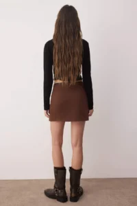 TRENDYOLMiLLA Brown Arched Mini Skirt Look Shorts - Image 3