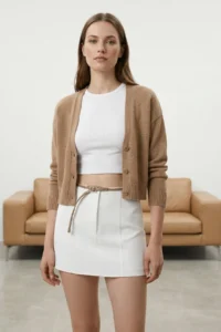 TRENDYOLMiLLA White Arched Mini Weaving Skirt Look Shorts