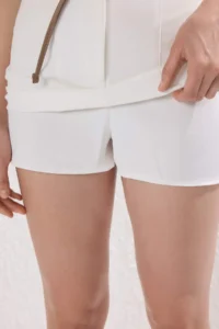 TRENDYOLMiLLA White Arched Mini Weaving Skirt Look Shorts - Image 5
