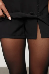 TRENDYOLMiLLA Black Front Stone Detailed Shorts Weaving Skirt - Image 6