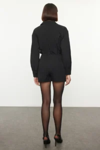 TRENDYOLMiLLA Black Front Stone Detailed Shorts Weaving Skirt - Image 7