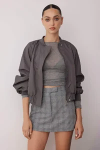 TRENDYOLMiLLA Gray Plaid Mini Weaving Skirt Look Shorts