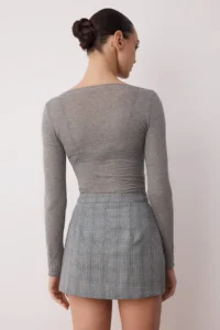 TRENDYOLMiLLA Gray Plaid Mini Weaving Skirt Look Shorts - Image 5