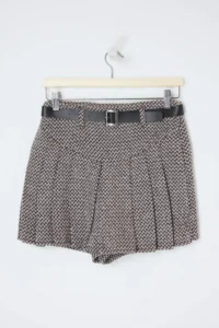 TRENDYOLMiLLA Multicolored Belt Detailed Wool Content Weaving Skirt Look Shorts - Image 6