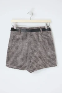 TRENDYOLMiLLA Multicolored Belt Detailed Wool Content Weaving Skirt Look Shorts - Image 7