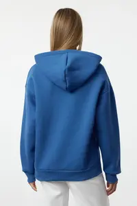 TRENDYOLMİLLA Saks Blue Oversized/Wide Pattern Embroidered Thick Fleece Inside Knitting Sweatshirt - Image 5